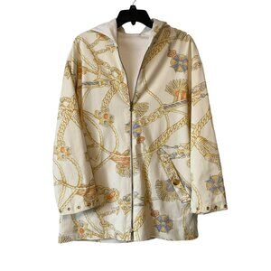 VTG St.‎ John Sport by Marie Gray Hooded Jacket M Gold Buttons Rope Tassel Print